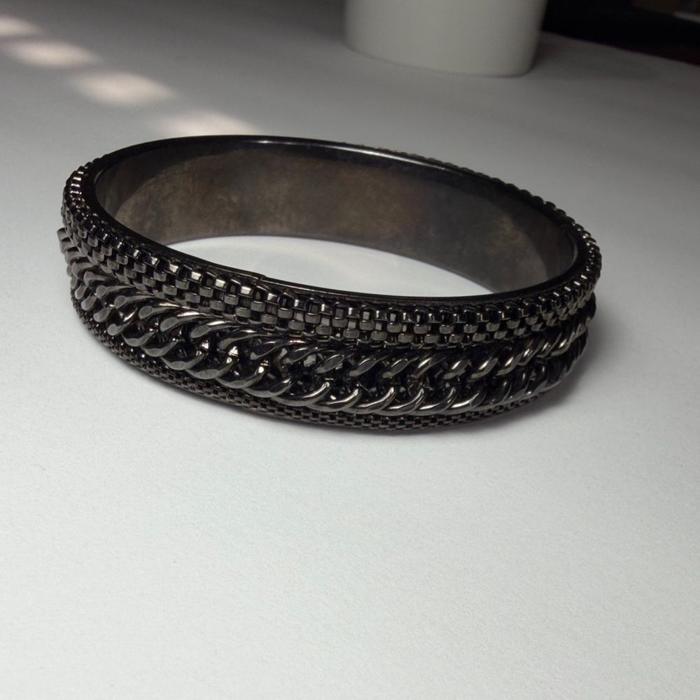 Gunmetal Chain Bangle Bracelet Womens Boho Grunge Goth Y2K Statement Jewelry